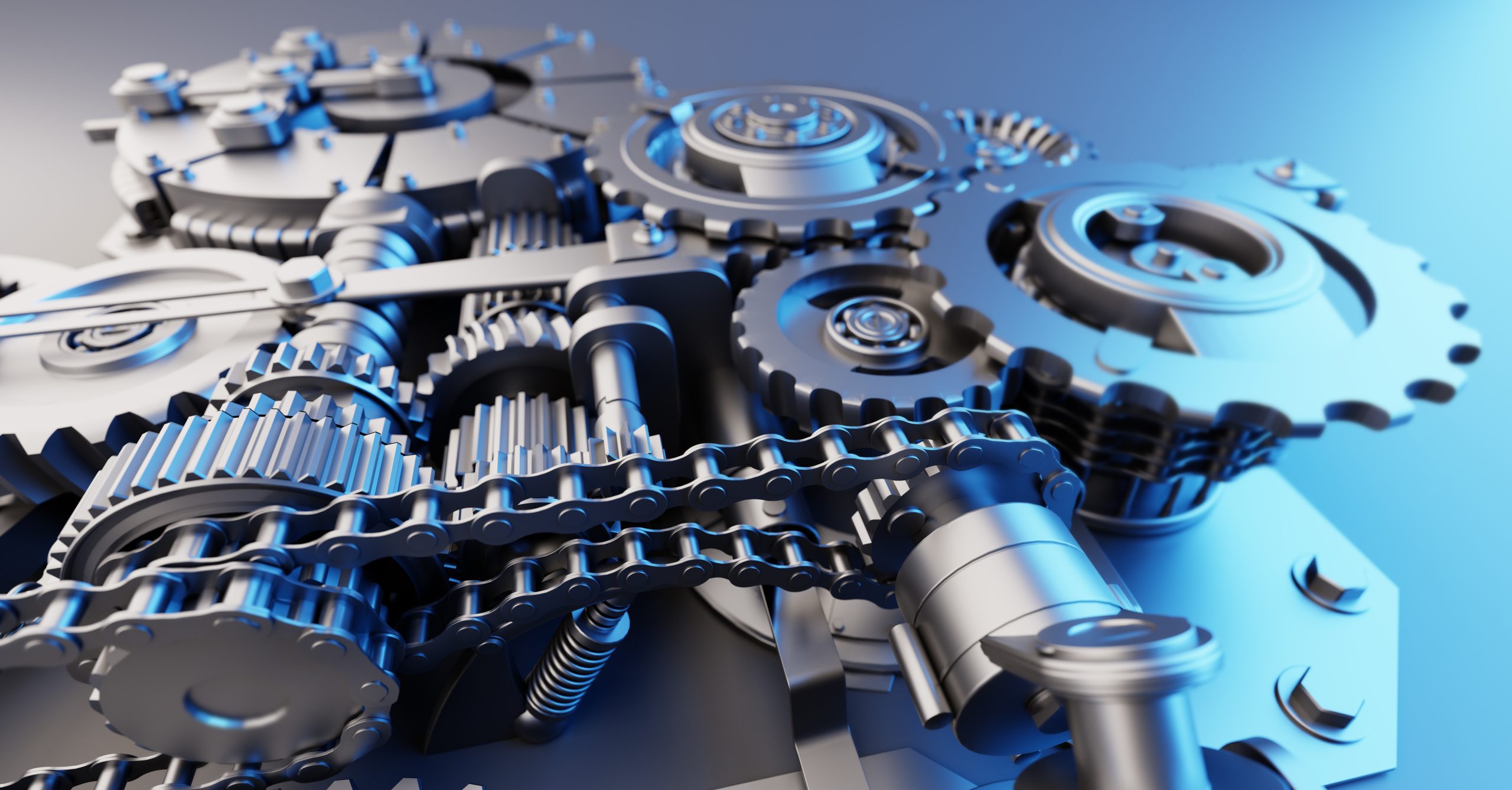 Gears and cogs mechanism. Industrial machine, engine